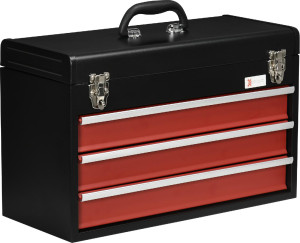 brugel 01bk-B20 Cassetta Porta Attrezzi In Acciaio Con 3 Cassetti E Vassoio Superiore 51x22x32 Cm Rosso E Nero