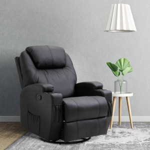 dechome 029v03bk/700 Poltrona Relax Reclinabile Con Movimento Manuale Massaggiante In Ecopelle 84x92x109 Cm Colore Nero