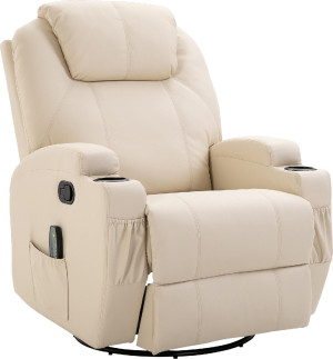dechome 029v03cw/700 Poltrona Relax Reclinabile Elettrica Massaggiante In Ecopelle 84x92x109 Cm Colore Crema