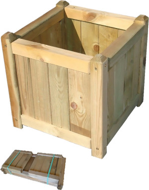 vivagarden 08-40b Fioriera Per Esterni In Legno Di Pino 40x40x40h Cm Colore Marrone - Veracruz