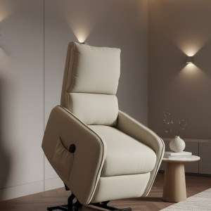 dechome 0bgj642 Poltrona Per Anziani Elettrica Alzapersone Reclinabile In Tessuto 62x86.5x98 Cm Colore Beige