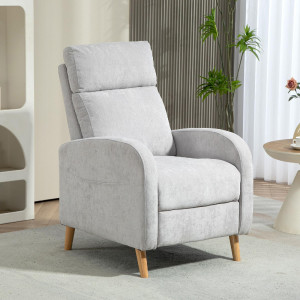 dechome 0lgj663 Poltrona Relax Reclinabile Con Movimento Manuale In Tessuto Lino 68x90x106 Cm Colore Grigio Chiaro