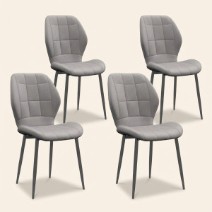 dechome 0lgw95f Set 4 Sedie Cucina Soggiorno Design Moderno In Acciaio E Flanella 47x57x85 Cm Colore Colore Grigio