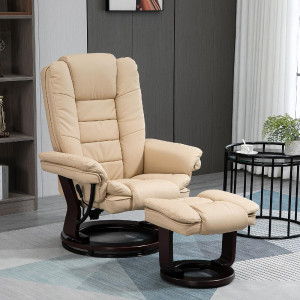 dechome 165bg Poltrona Relax Reclinabile Con Movimento Manuale Con Poggiapiedi In Ecopelle 79x80x102 Cm Colore Beige