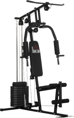 dechome 176a91 Stazione Fitness Con Pesi Da 45kg Per Allenamento A Casa E Professionale Palestra Multifunzione In Acciaio 135x103x210cm Nero 176a91