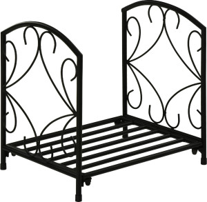 dechome 826dh10 Portalegna Per Camino Da Interno Ed Esterno In Metallo Con Base Rialzata Per 50kg Di Legna 39.5x31.5x39.5cm Nero - 826dh10