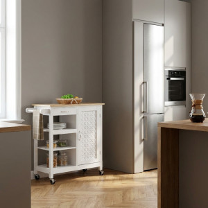 dechome 210/801 Carrello Cucina Isola Mobile In Acciaio Dimensioni 92x40x84 Cm Colore Bianco