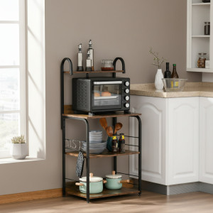 dechome 219ek801 Mobile Cucina Porta-Microonde Industriale 4 Ripiani Dimensioni 60x40x125 Colore Marrone Rustico