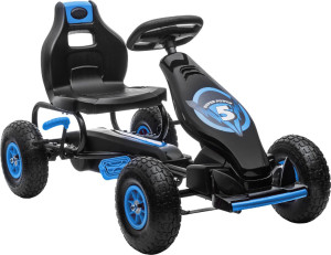 dechome Dh37018 Go Kart A Pedali Per Bambini Da 5+ Anni Seduta Regolabile E Ruote In Gonfiabili Cavalcabile Colore Blu - Dh37018
