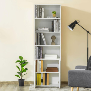 dechome 483wt836 Libreria Moderna 2 Ante 4 Ripiani Dimensioni 59x29x180 Cm Colore Bianco