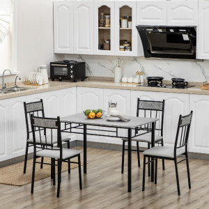 dechome 59lg-835 Set Tavolo Da Pranzo Cucina Stile Moderno Con 4 Sedie 107x70x75.5h Cm Colore Grigio/nero