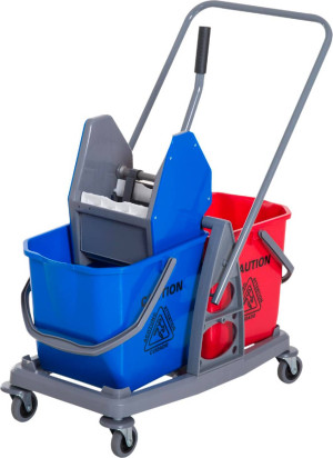 dechome 769dh12 Carrello Pulizie Professionale Con Strizzatore E 2 Secchi Blu E Rosso - 769dh12