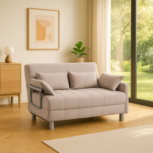 dechome 833075 Divano Letto 2 Posti Moderno In Tessuto Dimensioni 102x82x81 Cm Colore Beige