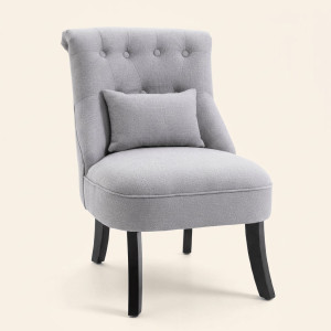 dechome 8337d7gy Poltrona Vintage In Tessuto Effetto Lino Dimensioni 52,5x69x77 Colore Grigio Chiaro