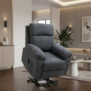 dechome 97-713 Poltrona Per Anziani Elettrica Alzapersone Reclinabile Massaggiante In Tessuto 85x94.5x103 Cm Colore Grigio