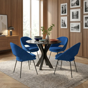 dechome A3202bkao10 Tavolo Rotondo Da Pranzo Cucina Stile Moderno In Metallo Dimensioni 100x75 Cm Colore Nero