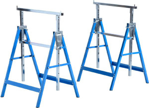 brugel B40015bu Set 2 Cavalletti Da Lavoro Pieghevoli Telescopici In Tubi Di Acciaio Altezza Regolabile 68x58x80 Cm Colore Blu - B40015bu