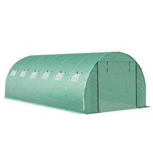 brugel 823dhgn Telo Per Serra In Pe Con 12 Finestre Porta Avvolgibile E Bordi Interrati 6x3x2 M Colore Verde - 823dhgn