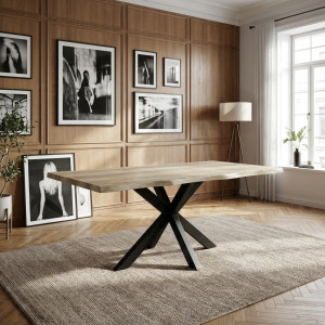 dechome Mo807200 Tavolo Da Pranzo Cucina Stile Moderno Dimensioni 160x90 Cm Colore Legno Naturale/nero - Flo