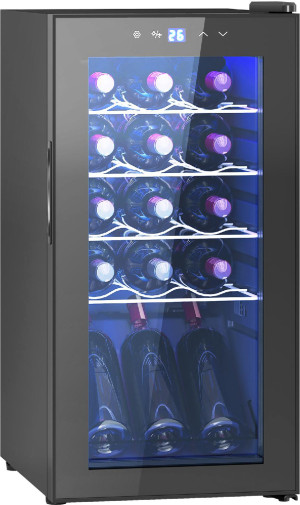 dechome U7000bk Cantinetta Vino Frigo Per 15 Bottiglie Capacità 44l Con Controllo Temperatura E Ripiani Regolabili Colore Nero - U7000bk