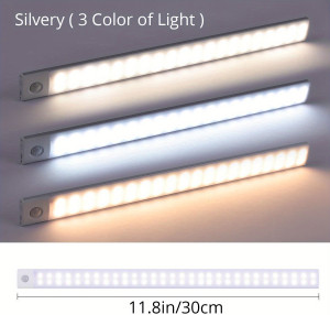 dechome Uq02617_30 Luce Led Per Armadio Attacco Magnetico Ricaricabile 30 Cm Colore Argento - Uq02617