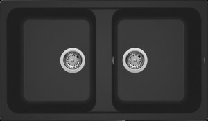 elleci Lg245040 Lavello Cucina 2 Vasche Da Incasso Larghezza 86 Cm Materiale Granitek Colore Nero G40 - Lg245040 Life 450