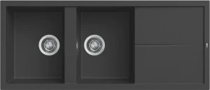 elleci Lgu50040 Lavello Cucina 2 Vasche Da Incasso Con Gocciolatoio Reversibile Larghezza 116 Cm Materiale Granitek Colore Nero G40 - Lgu50040 Unico