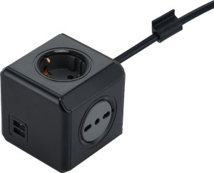 electraline 62099 Ciabatta Multipresa 4 Posti Usb Colore Nero - 62099 Modello Cubo Dual