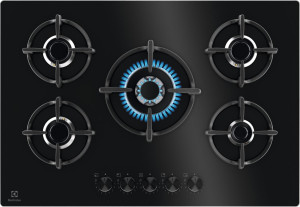 Electrolux Egg75372k Piano Cottura 5 Fuochi A Gas 75 Cm Superficie In Vetro Colore Nero - Egg75372k