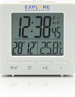 explore scientific Rdc1005wht Orologio Sveglia Digitale Con Temperatura Interna Doppio Allarme Display Lcd Colore Bianco - Rdc1005wht