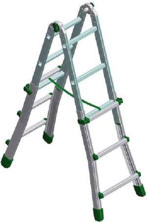 facal Bk/4 Scala Alluminio A Libretto Telescopica 5 + 5 Gradini Altezza Cm. 512 - Bk/4 Eurobriko
