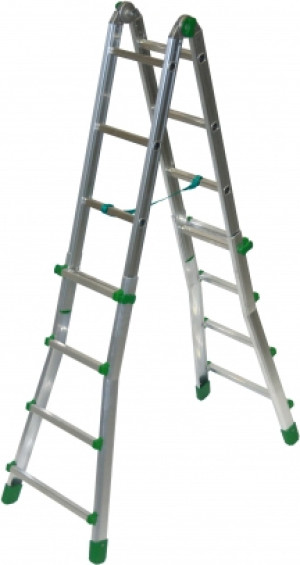 facal Bk/2 Scala Alluminio A Libretto Telescopica 4 + 4 Gradini Altezza Cm. 400 - Bk/2