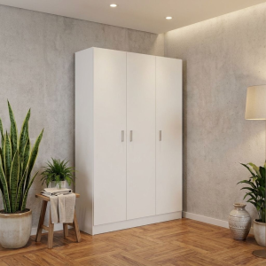 fores habitat 71430 Armadio Portascope 3 Ante Cm 108x37x180h In Legno Colore Bianco - 71430 Linea Multiuso