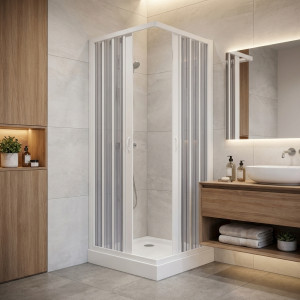 forte Bk100001 Box Doccia Cabina Doccia Angolare A Soffietto In Pvc Pannelli In Acrilico Dimensioni 80x80x185h Cm - Bk100001 Sky
