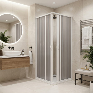 forte Bz101001 Box Doccia Cabina Doccia Angolare A Soffietto In Pvc Pannelli In Acrilico Dimensioni 75x90x185h Cm - Bz101001 Spazio Giove