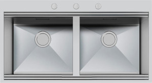 foster 1020 050 Outlet - Lavello Cucina 2 Vasche Sottotop Larghezza 102 Cm Materiale Acciaio Inox Finitura Spazzolata - 1020 050 Milano