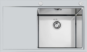foster 1250 051 Outlet - Lavello Cucina 1 Vasca Incasso Filotop Con Gocciolatoio Sx Larghezza 86 Cm Materiale Inox Finitura Spazzolato - 1250 051