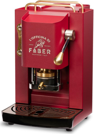 faber coffee Procherrybasott Pro Deluxe - Macchina Caffé A Cialde Espresso Colore Cherry Red Ottone - Procherrybasott