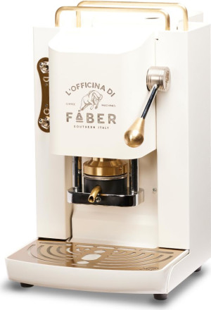 faber coffee Prowhitebasott Pro Deluxe - Macchina Caffé A Cialde Espresso Colore Pure White Ottone - Prowhitebasott