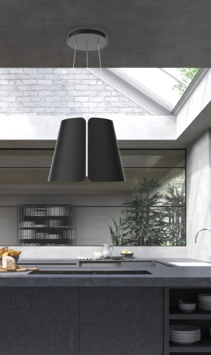 faber 345.0612.337 Cappa Cucina Isola Larghezza 43 Cm Cappa Sospesa Con Luce Led Colore Nero Opaco - 345.0612.337