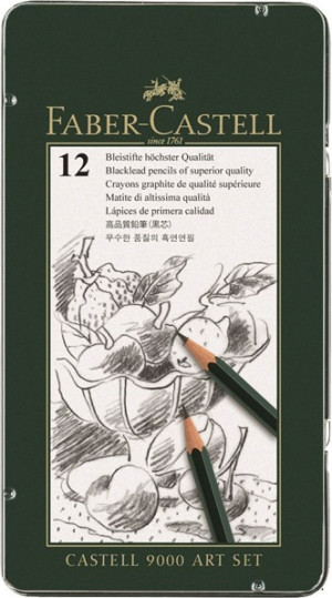 faber castell 119065 Set Metallo Con Matite Di Grafite 12 Pezzi Da 8b A 2h Castell 9000 - 119065