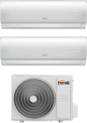 ferroli 2cp001hf + 2cp001if + 2cp001pf Climatizzatore Dual Split Inverter 9000 + 12000 Btu Condizionatore Con Pompa Di Calore Classe A++/a Wi-Fi