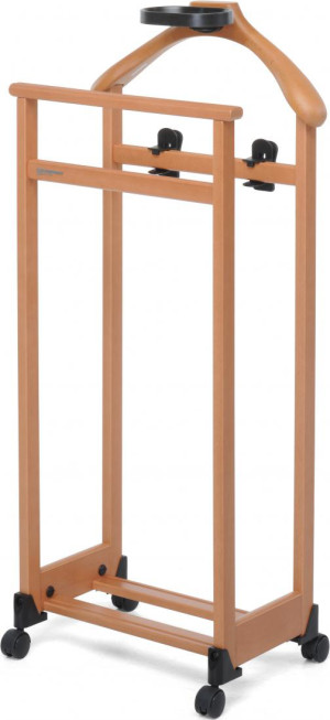 Foppapedretti 390006 Servomuto In Legno Con Ruote Appendiabiti 46x27x103 Cm Con Portapantaloni Vaschetta "Vuotatasche" E Pinze Appendigonna Colore