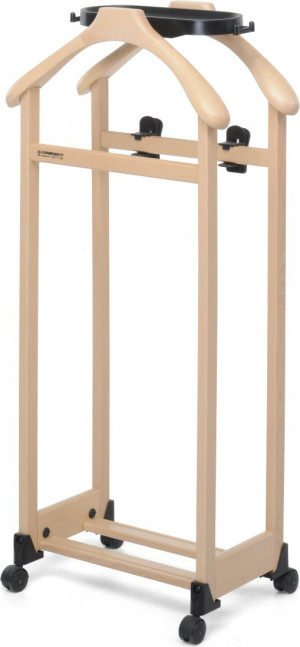 Foppapedretti 395003 Servomuto In Legno Con Ruote Appendiabiti Due Spalle Con Portapantaloni Pinze Appendigonna E Portascarpe Colore Naturale - 395003