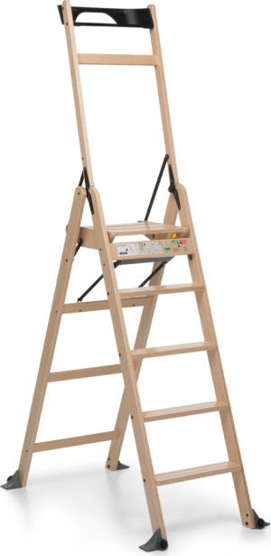 Foppapedretti Lascala 5.0 Scala Pieghevole 5 Gradini In Legno Altezza 199 Cm Capacità Max 150 Kg Colore Naturale - Lascala 5.0