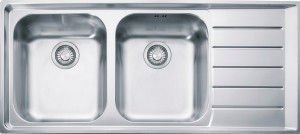 Franke 101.0040.734 Lavello Cucina 2 Vasche Da Incasso Con Gocciolatoio A Destra Larghezza 116 Cm Materiale Acciaio Inox Satinato Serie Neptune Nex