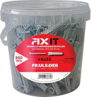 friulsider 90411b000100 Tasselli In Nylon Ø 6 Mm Con Vite Tsp L. 33 Mm Per Tutti I Supporti Confezione Da 300 Pezzi - 90411b000100 Fixy
