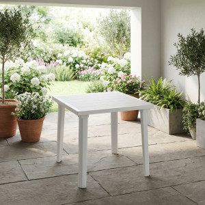 giardini del re 59 Tavolo Da Giardino Quadrato In Resina Dimensioni 80x80x72 Cm Colore Bianco