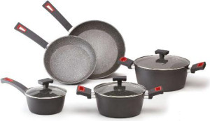 ghidini cipriano 2293 Batteria Pentole Induzione 8 Pezzi Antiaderenti In Alluminio Colore Grigio Scuro - Vivà