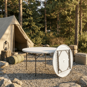 giardini del re Tavolo Hdpe 152 Tavolo Pieghevole Da Esterno Rotondo In Acciaio/polietilene Dimensioni 152 Cm Colore Bianco